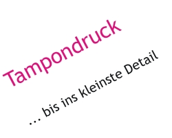 Tampondruck Schrift